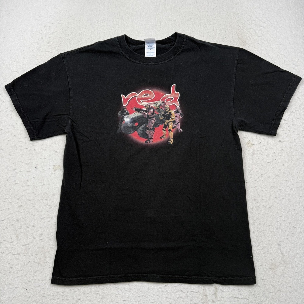 Red Vs Blue Rooster Teeth Shirt Mens Medium Black M&O Knits Halo Graphic Tee
